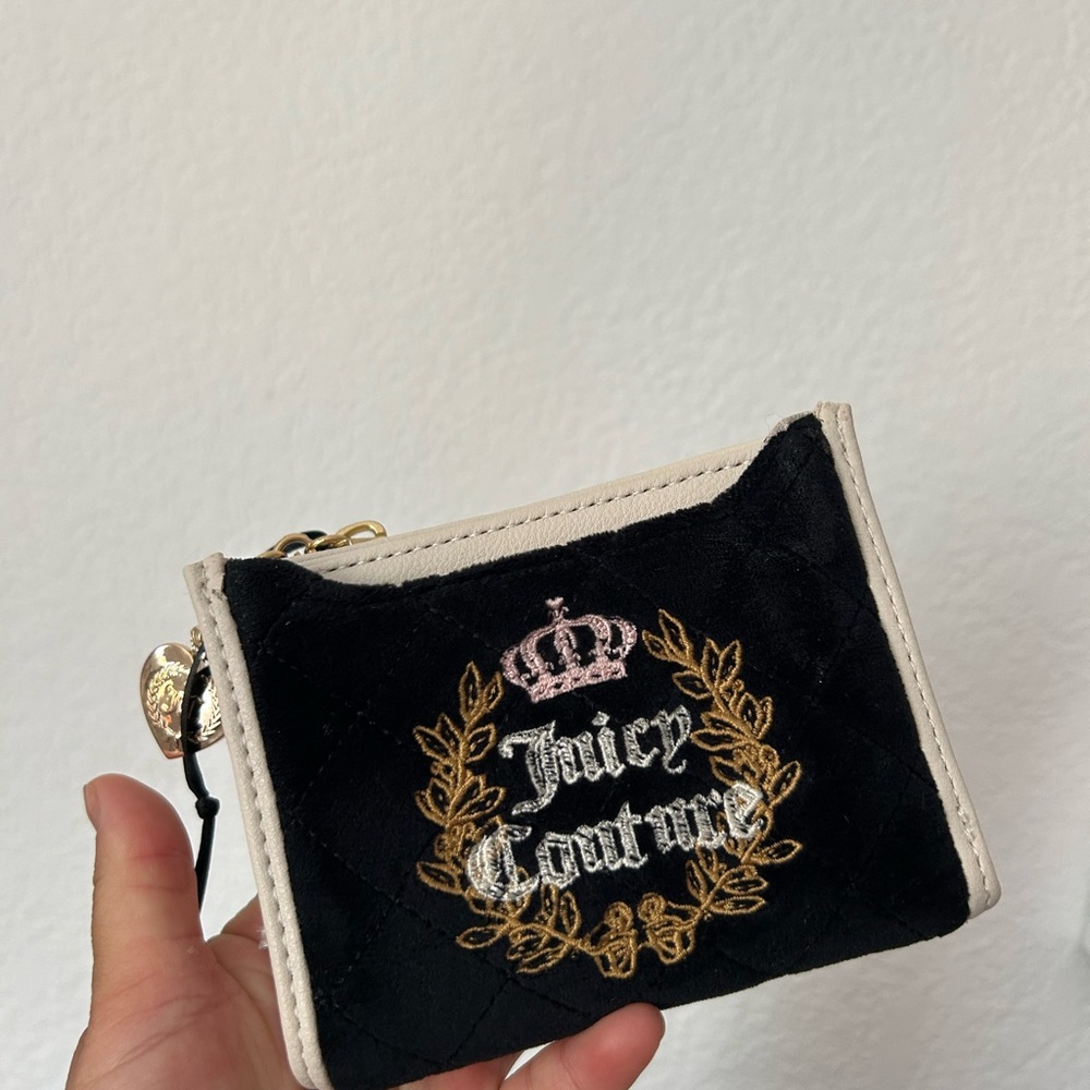 Vintage Juicy Couture Black Velvet Wallet with Gold Embroidery